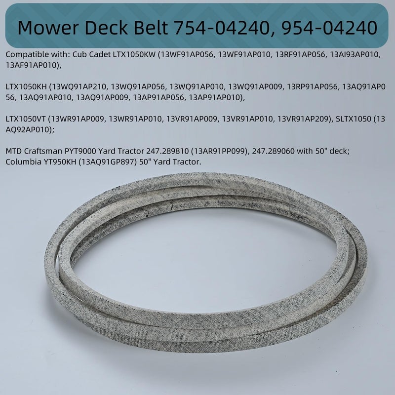 Holdly 1/2x162'' Mower Deck Belt 754-04240, 954-04240,Kevlar Mower Belt for Cub Cadet LTX 1050 LTX1050VT SLTX1050 754-04240 MTD Craftsman (754-04240) - Image 2